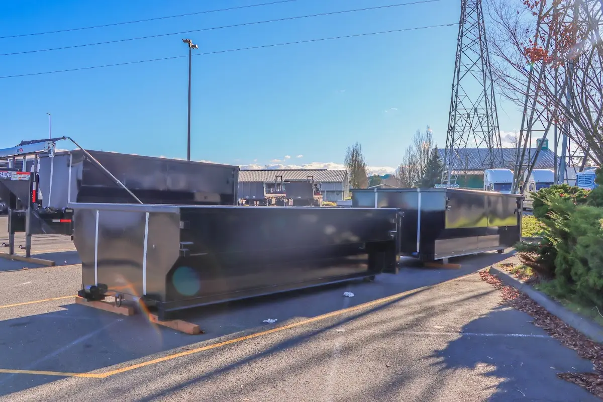 Roll-off dumpster ready for waste disposal at job site for 12 Yard Dumpster Rental in Howard
